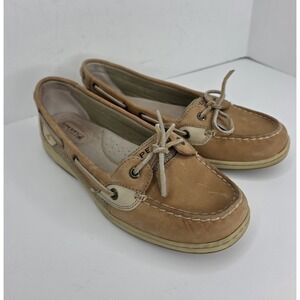 Sperry Top Sider Leather Women's Size 9 M Angelfish Varsity‎ Beige Tan Boat Shoe